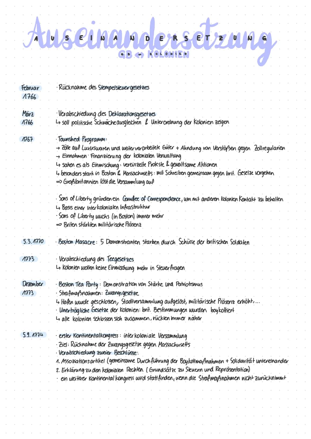 Entwicklung ... Kolonien
1607
1619
1620
1630
1634
18. Jhd
1756
1763
1764
1763
1765
Oktober
1765
· erste Siedlung in Virginia (in der Chesape
