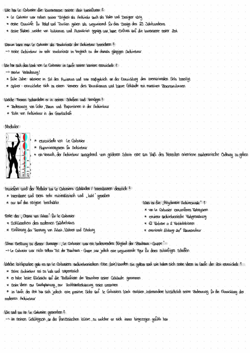 Kunst Klausur 12.05.2023 - Le Corbusier und Architektur
5 Punkte der neuen Architektur und ihre Funktionen - Manifest für die moderne, Archi