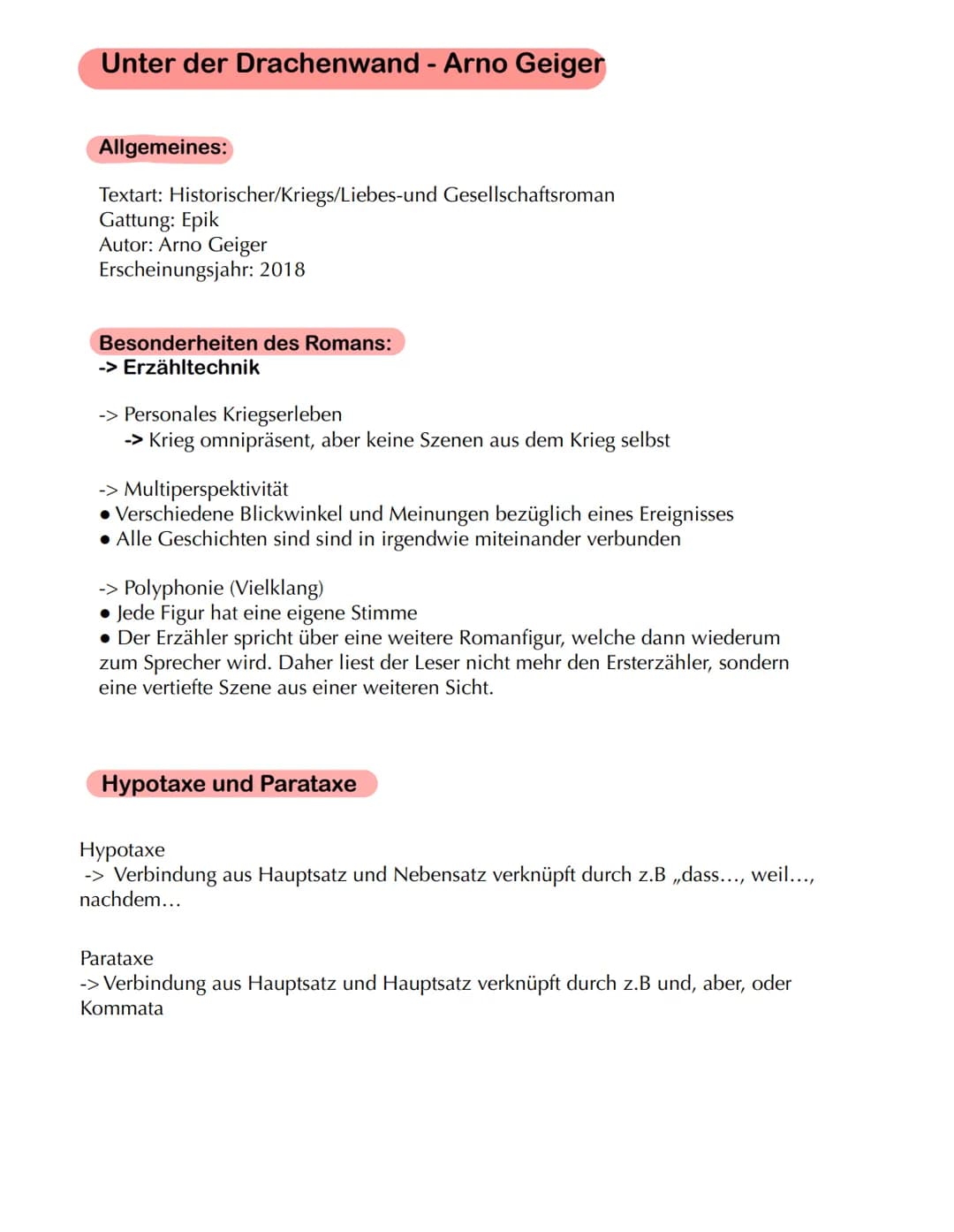 Unter der Drachenwand - Arno Geiger
Allgemeines:
Textart: Historischer/Kriegs/Liebes-und Gesellschaftsroman
Gattung: Epik
Autor: Arno Geiger