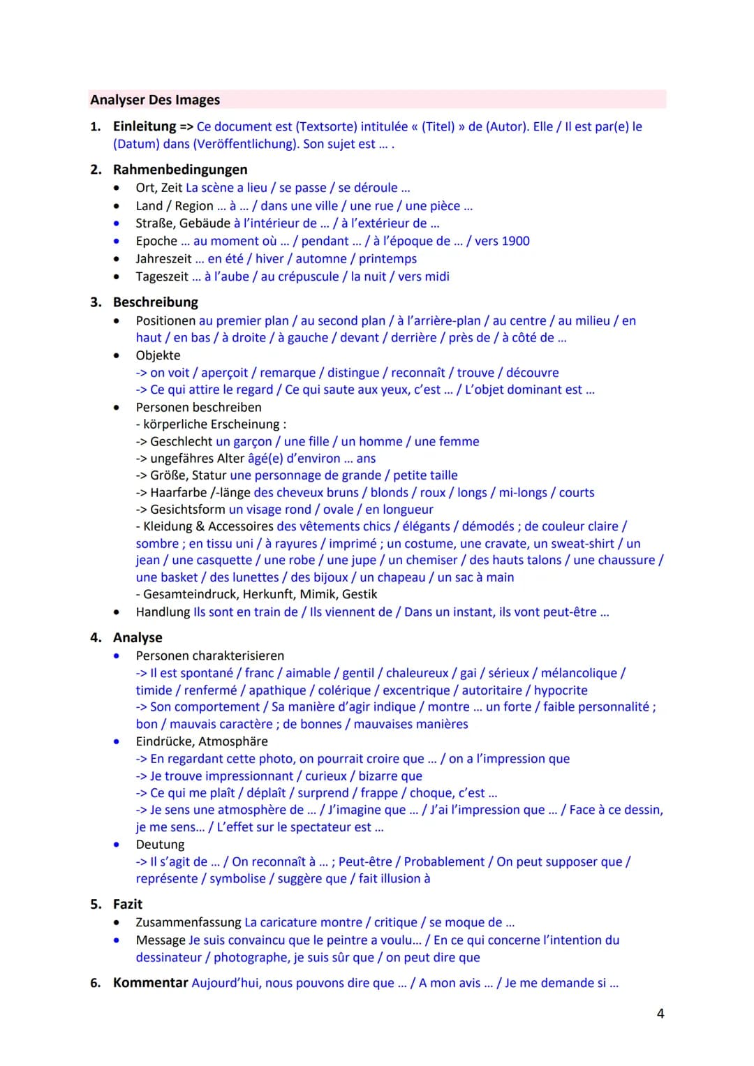 Les fiches de stratégie
Un Commentaire Personnel
1. Einleitung
●
● Dans ce commentaire, il sera question de ... / La question se pose de sav