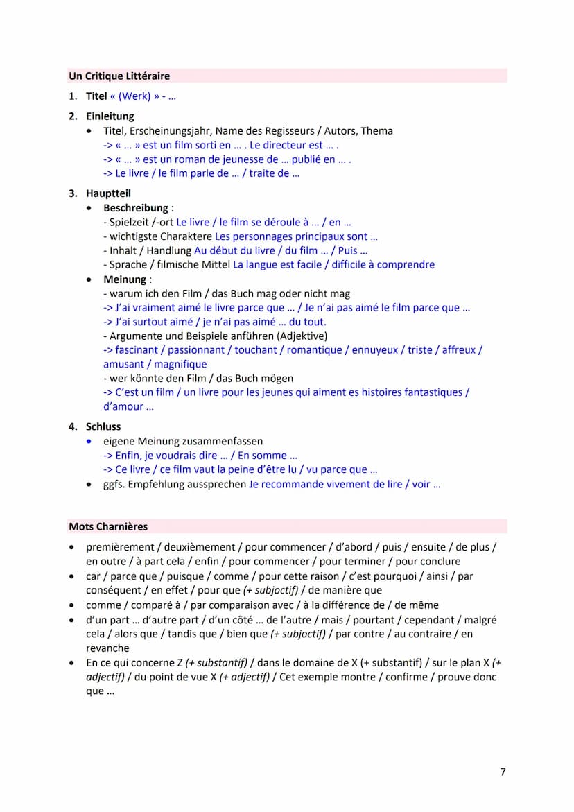 Les fiches de stratégie
Un Commentaire Personnel
1. Einleitung
●
● Dans ce commentaire, il sera question de ... / La question se pose de sav