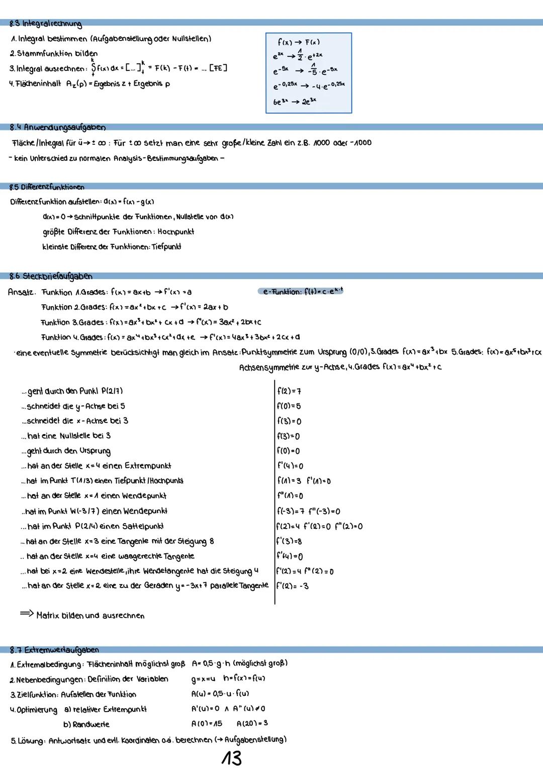 A Kurvendiskussion
A.A Nullstellen
1.2 Extrempunkte
1.3 Verschiedenes
1.4 Wendepunkte
1.5 Tangente
1.6 Bedeutung der Wendestelle im Anwendun