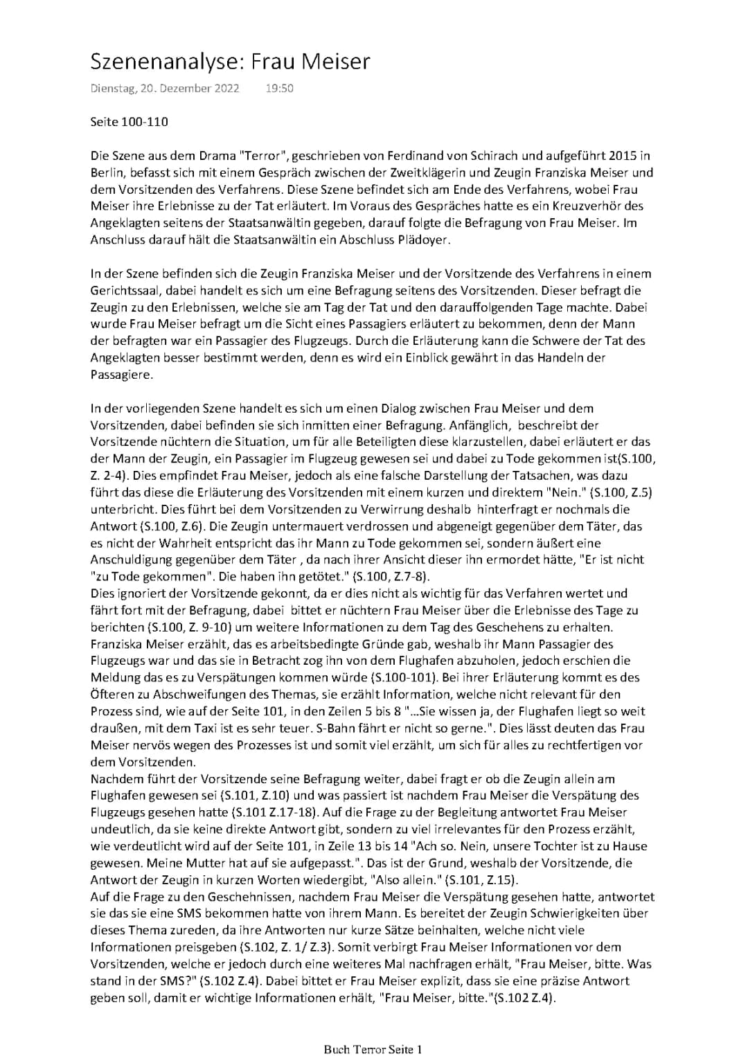 Terror Buch Zusammenfassung: Akt 1 und Charakterisierungen