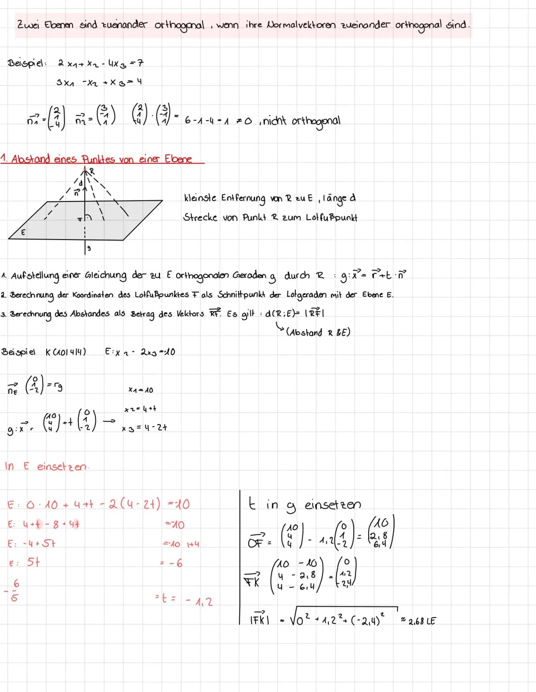 8. Gegenseitige Lage von Ebenen & Geraden
7
(1)
MATHE Lenzettel
unzo
E & g schneiden sich in einem Punkt
7
E: 3x₁-4x2 + x₂ = 5
a.) g₁ix²=
nu