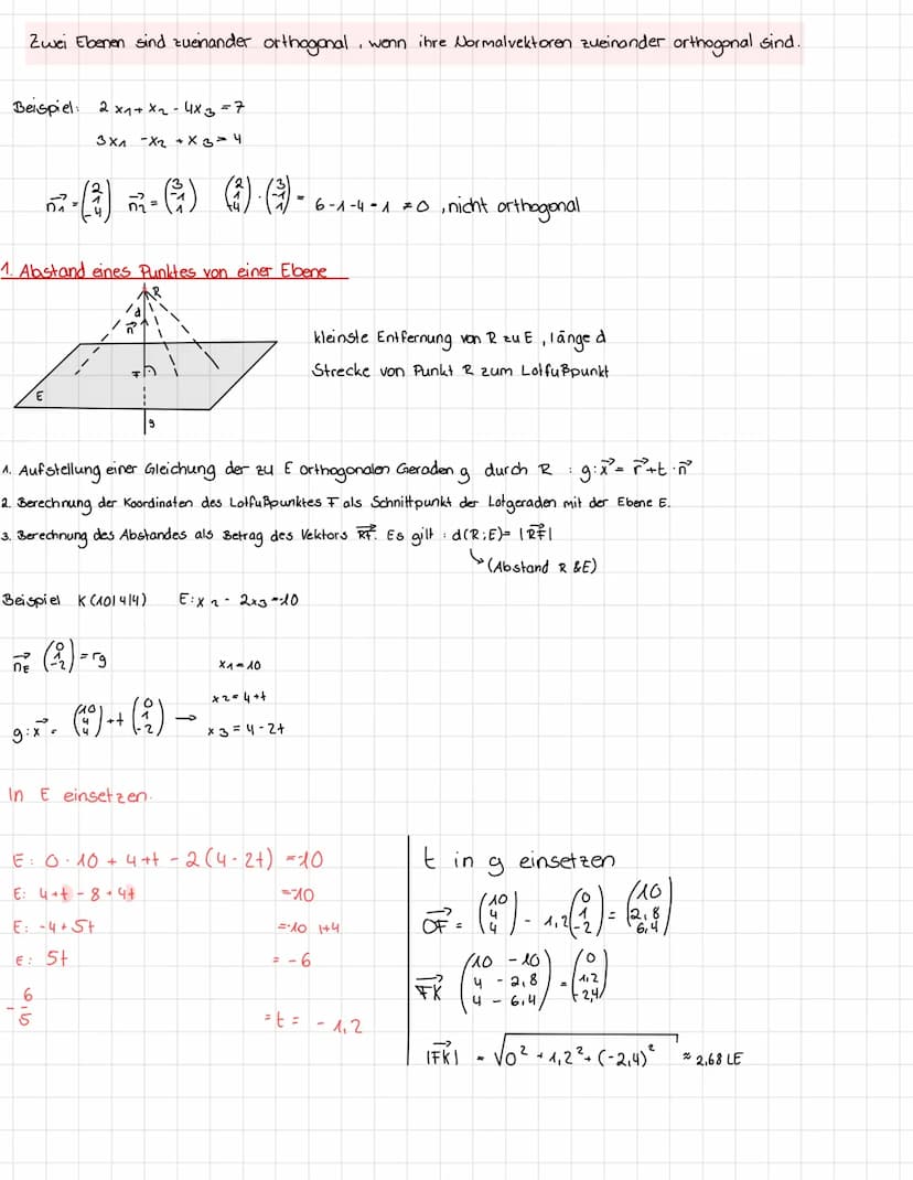 8. Gegenseitige Lage von Ebenen & Geraden
7
(1)
MATHE Lenzettel
unzo
E & g schneiden sich in einem Punkt
7
E: 3x₁-4x2 + x₂ = 5
a.) g₁ix²=
nu