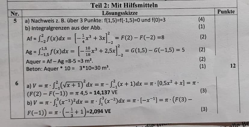 Erster Tell!
Aufgabe 1 (3+3 Punkte)
a) Geben Sie jeweils eine Stammfunktion F zur gegebenen Funktion f an.
a. f(x) = 2x³-4x² + 5+ sin(x)
b. 