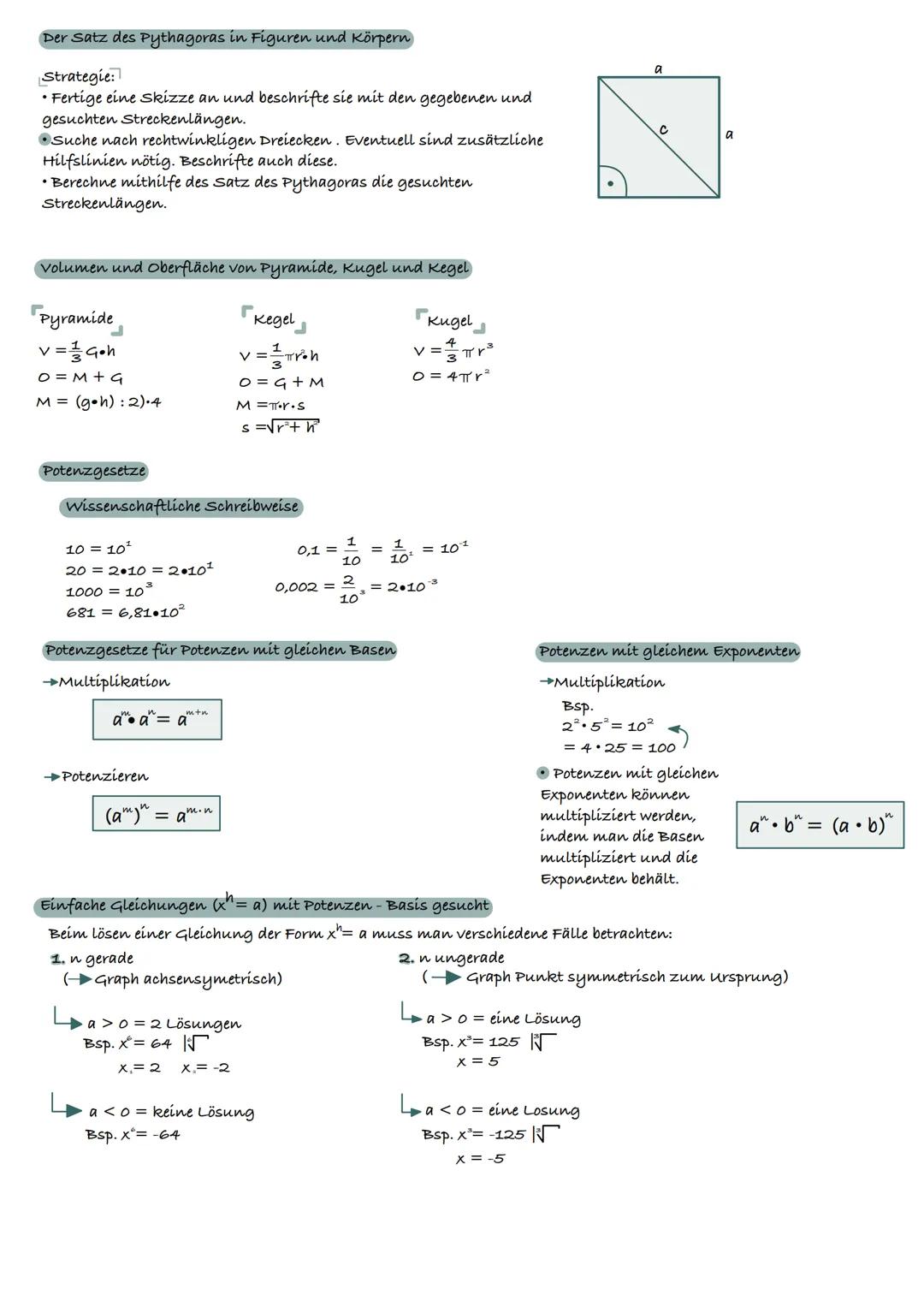Der Satz des Pythagoras in Figuren und Körpern
Strategie:
• Fertige eine Skizze an und beschrifte sie mit den gegebenen und
gesuchten Streck