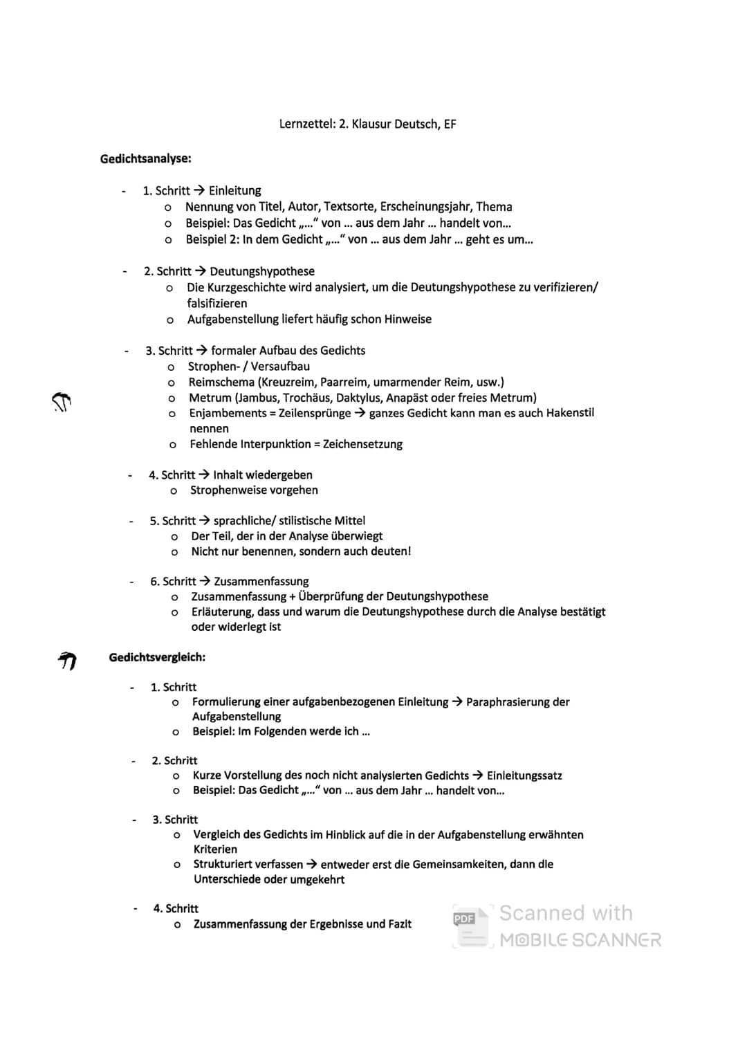 Gedichtsanalyse:
1. Schritt Einleitung
O Nennung von Titel, Autor, Textsorte, Erscheinungsjahr, Thema
O Beispiel: Das Gedicht,..." von ... a