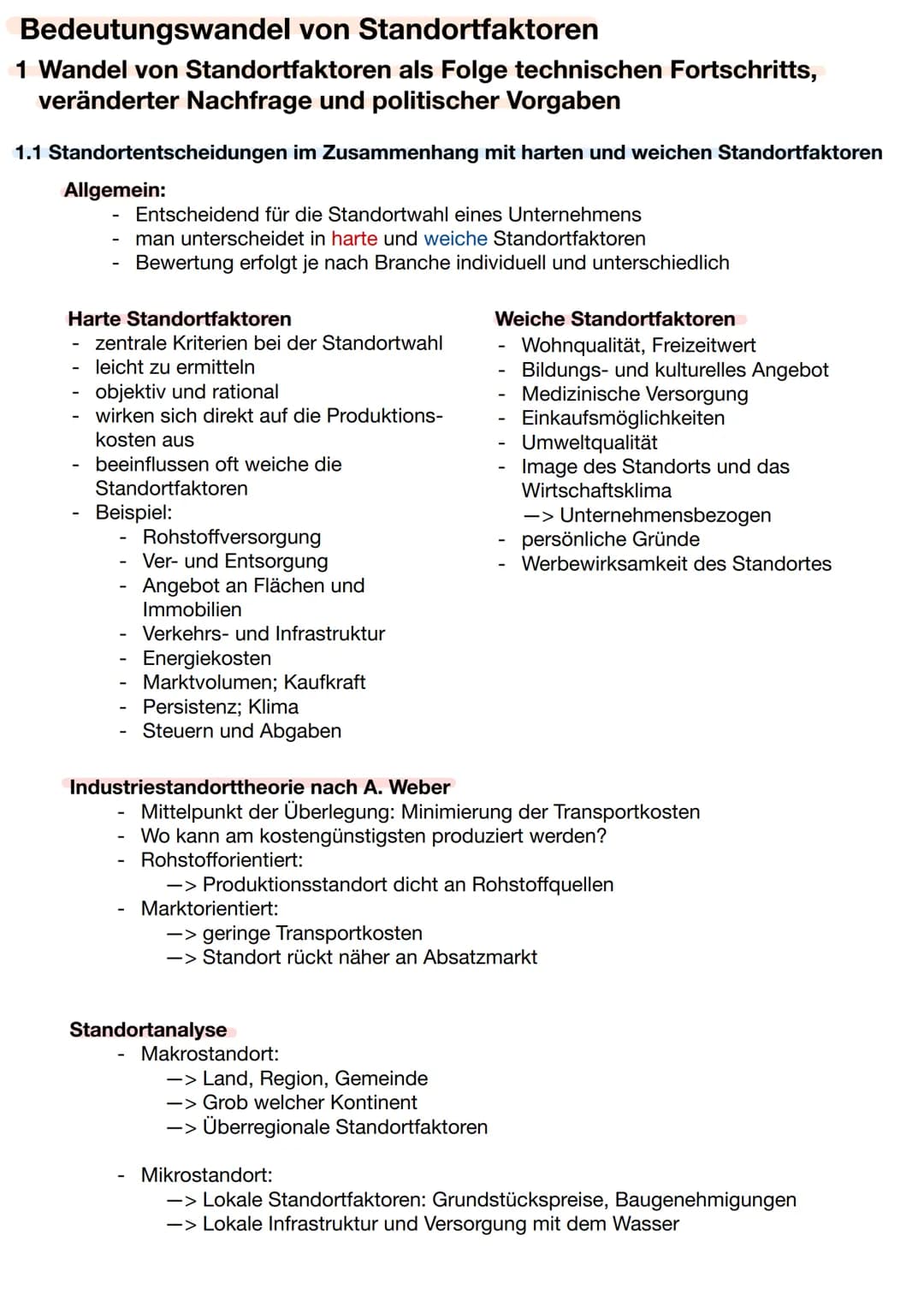 Bedeutungswandel von Standortfaktoren
1 Wandel von Standortfaktoren als Folge technischen Fortschritts,
veränderter Nachfrage und politische