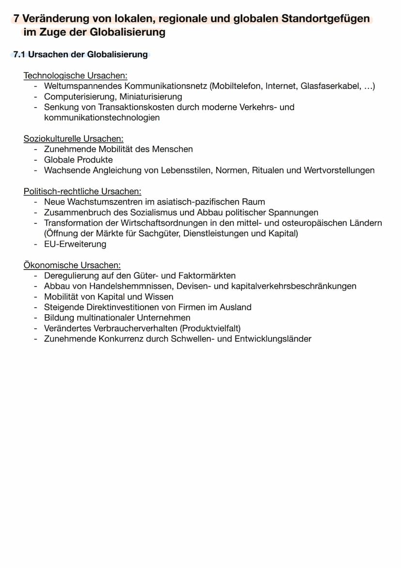 Bedeutungswandel von Standortfaktoren
1 Wandel von Standortfaktoren als Folge technischen Fortschritts,
veränderter Nachfrage und politische
