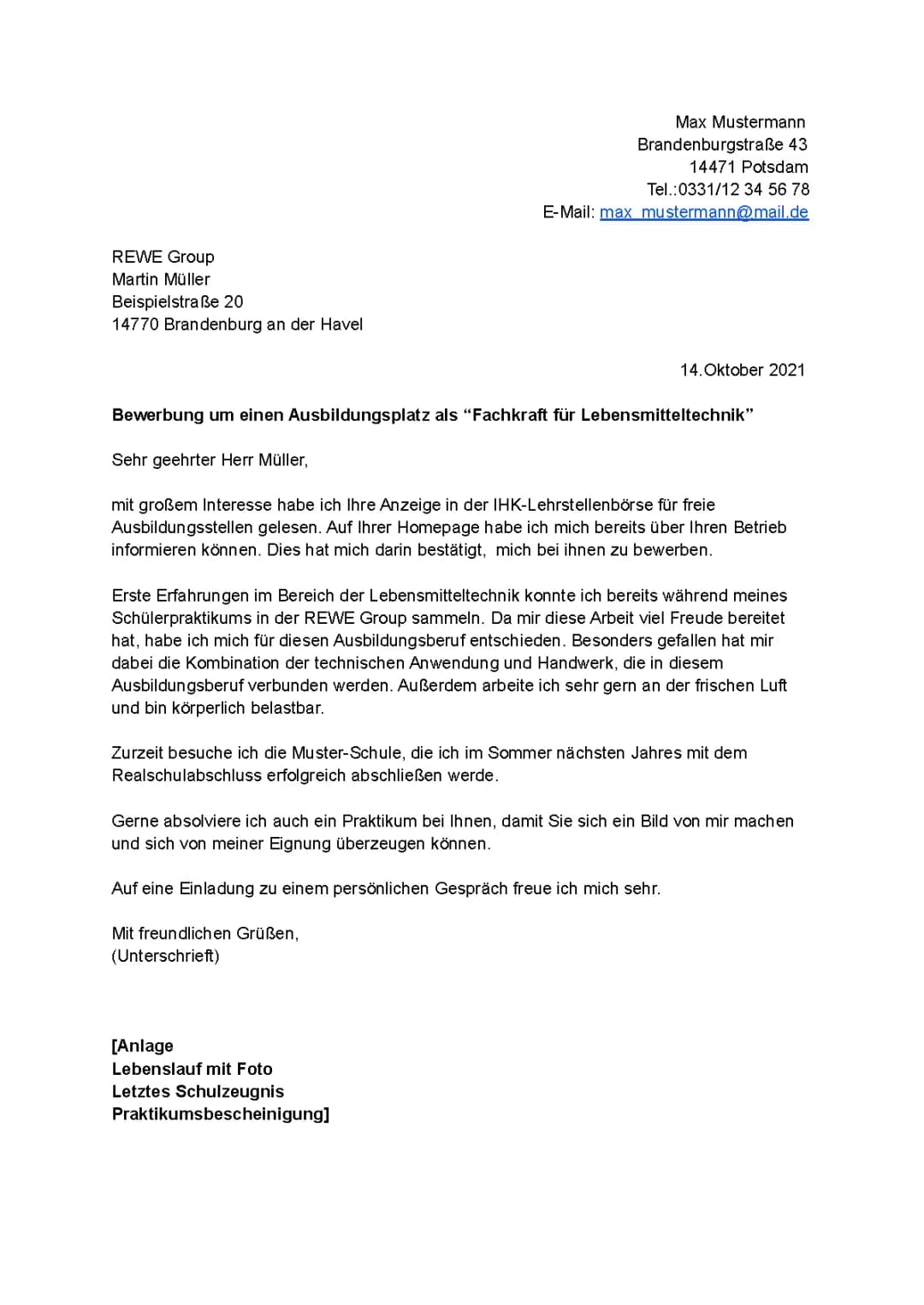 Bewerbung 