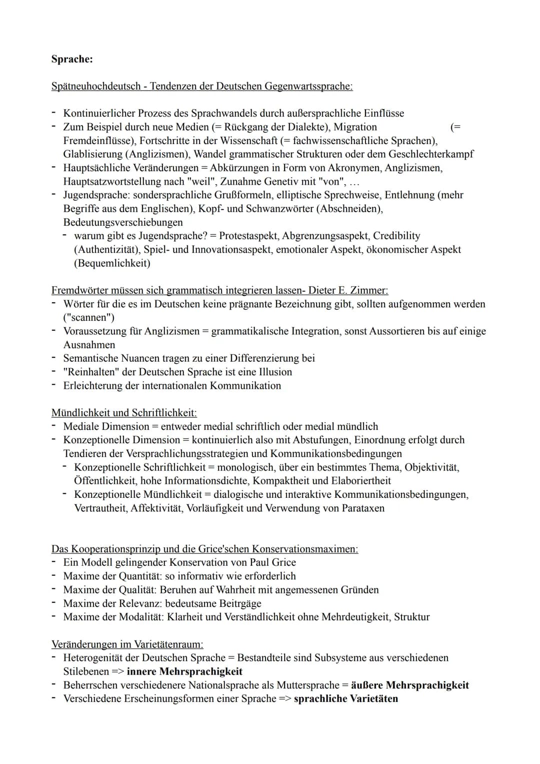 Sprache:
Spätneuhochdeutsch - Tendenzen der Deutschen Gegenwartssprache:
Kontinuierlicher Prozess des Sprachwandels durch außersprachliche E