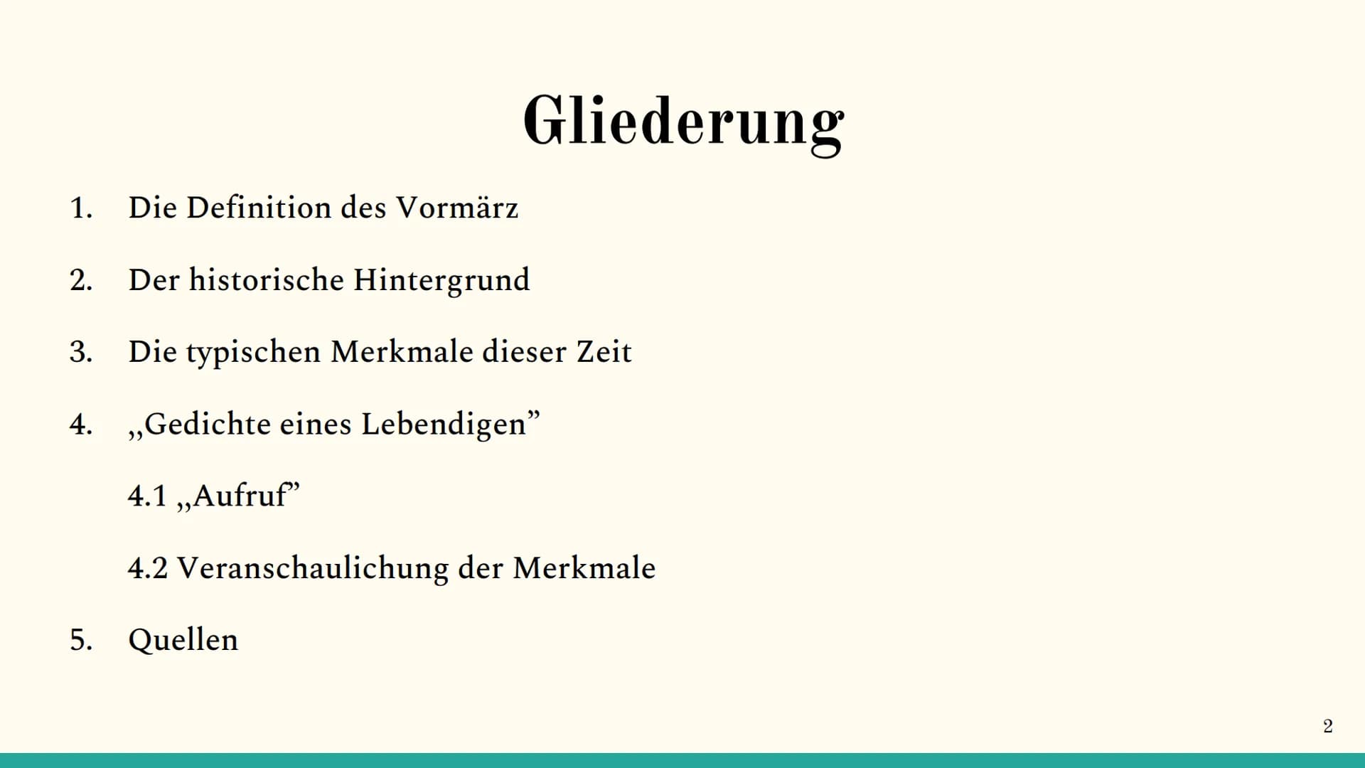 Der Vormärz im Überblick
(1815-1848)
Von Ilayda
1 1. Die Definition des Vormärz
Der historische Hintergrund
3. Die typischen Merkmale dieser