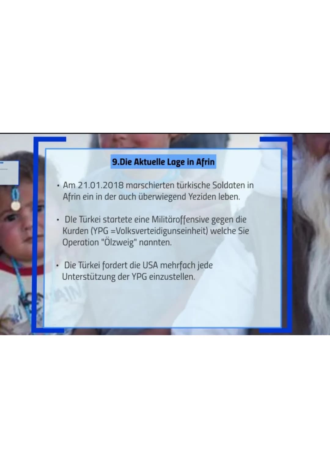 
<p>Die Yeziden sind eine kurdisch sprechende religiöse Minderheit, die im nördlichen Irak, im Nordosten Syriens, dem Südosten der Türkei un