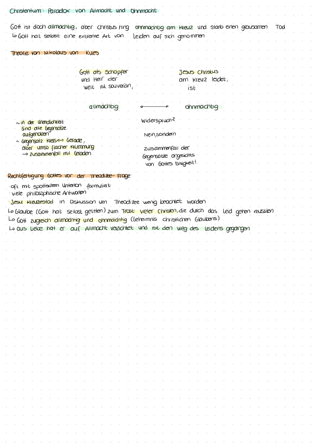 Theodizee
Problem: Frage nach Gottes Gerechtigkeit angesichts des Leid
theos = Gott
dike = Gerechtigkeit
Frage: Wenn Gott a) gut und b) allm