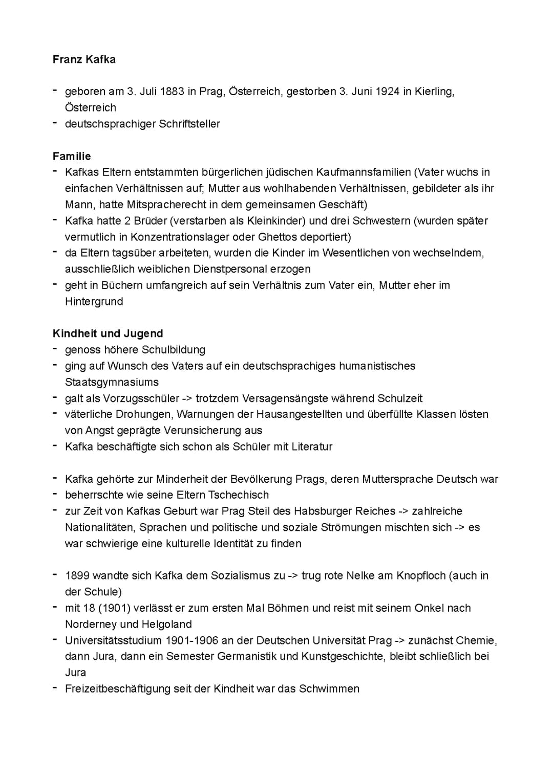 Franz Kafka Biografie 