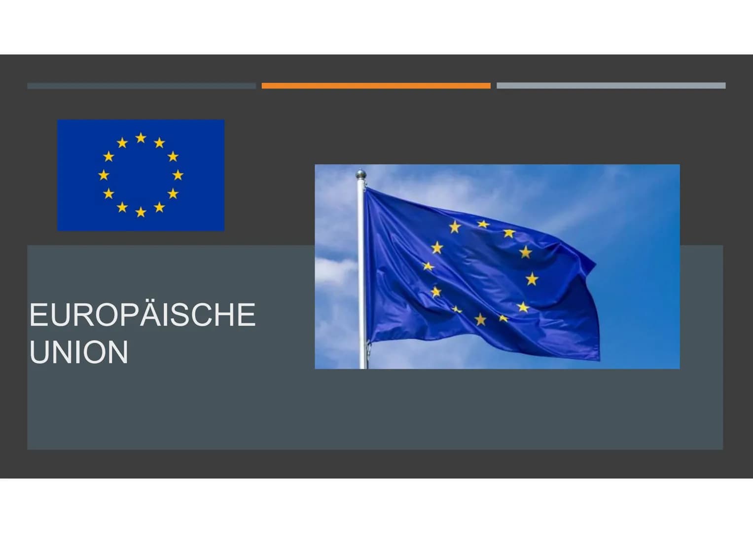 EUROPÄISCHE
UNION Referat EU
Herzlich willkommen!
Ich möchte euch heute die Europäische Union näher vorstellen.
Die Europäische Union ist ei