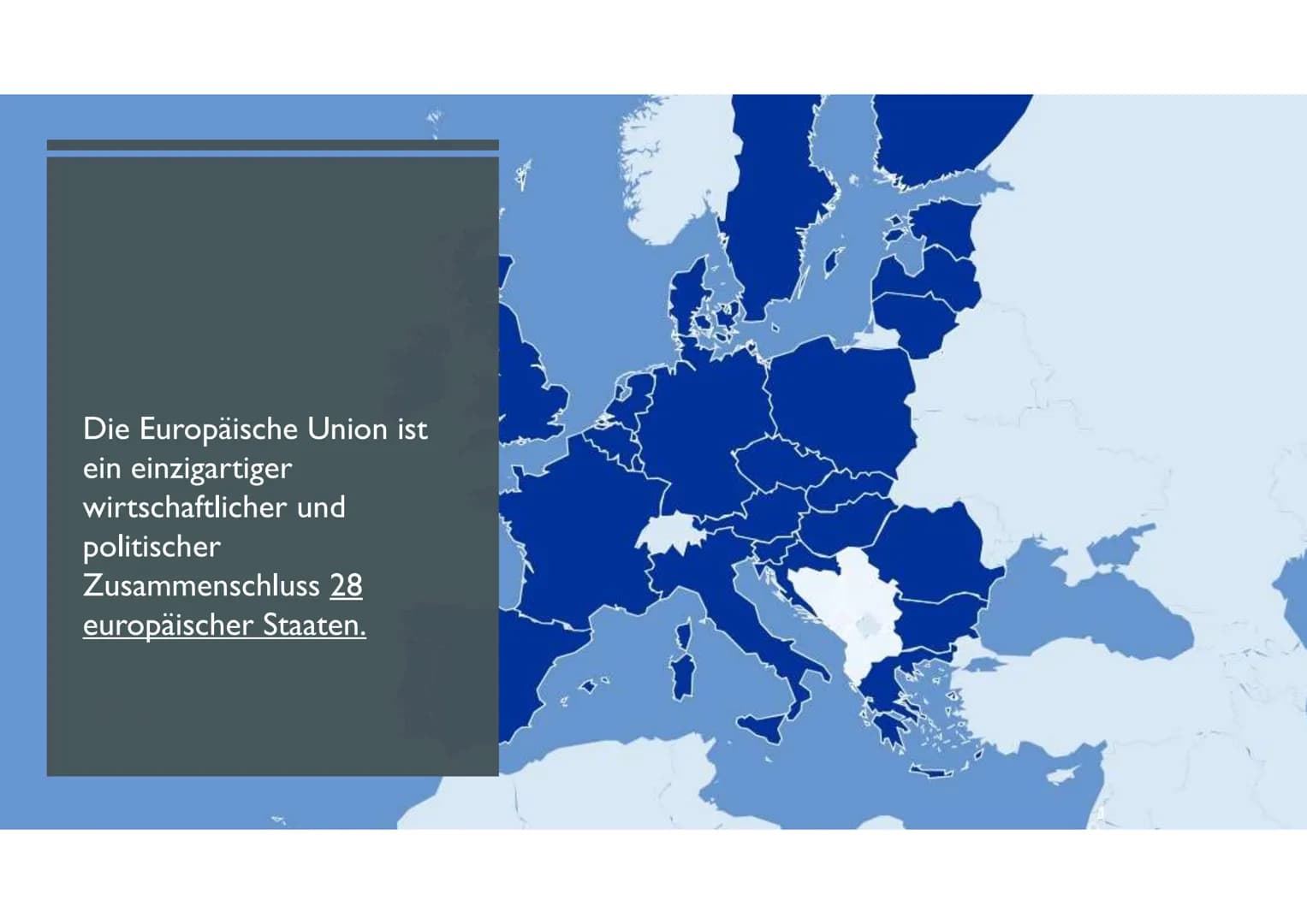 EUROPÄISCHE
UNION Referat EU
Herzlich willkommen!
Ich möchte euch heute die Europäische Union näher vorstellen.
Die Europäische Union ist ei