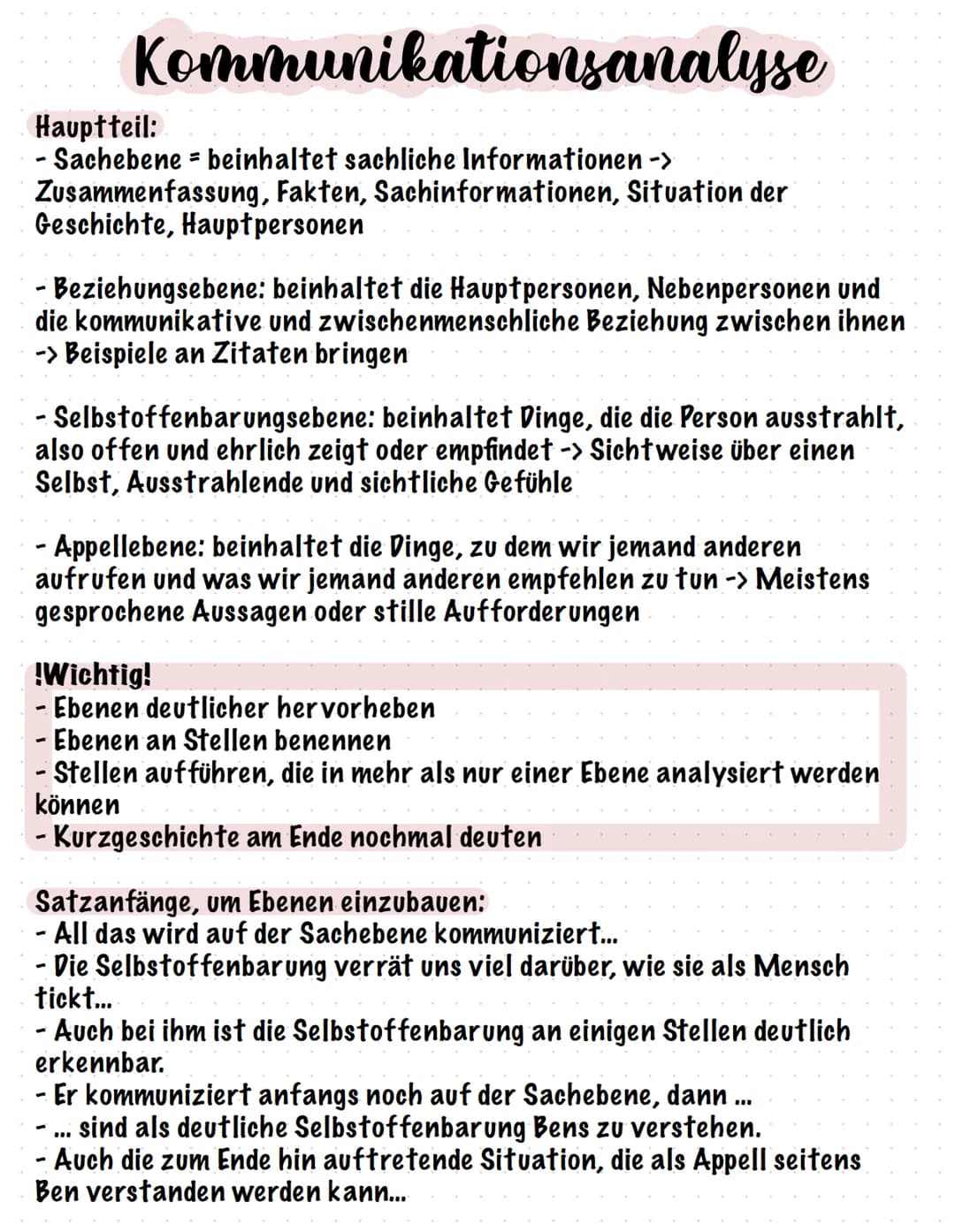 Kommunikationsanalyse
Sachinhalt: Worüber
ich den Empfänger
informieren will
Sender
Selbstoffen
barung:
Was ich von
mir zu
erkennen
gebe
Nac