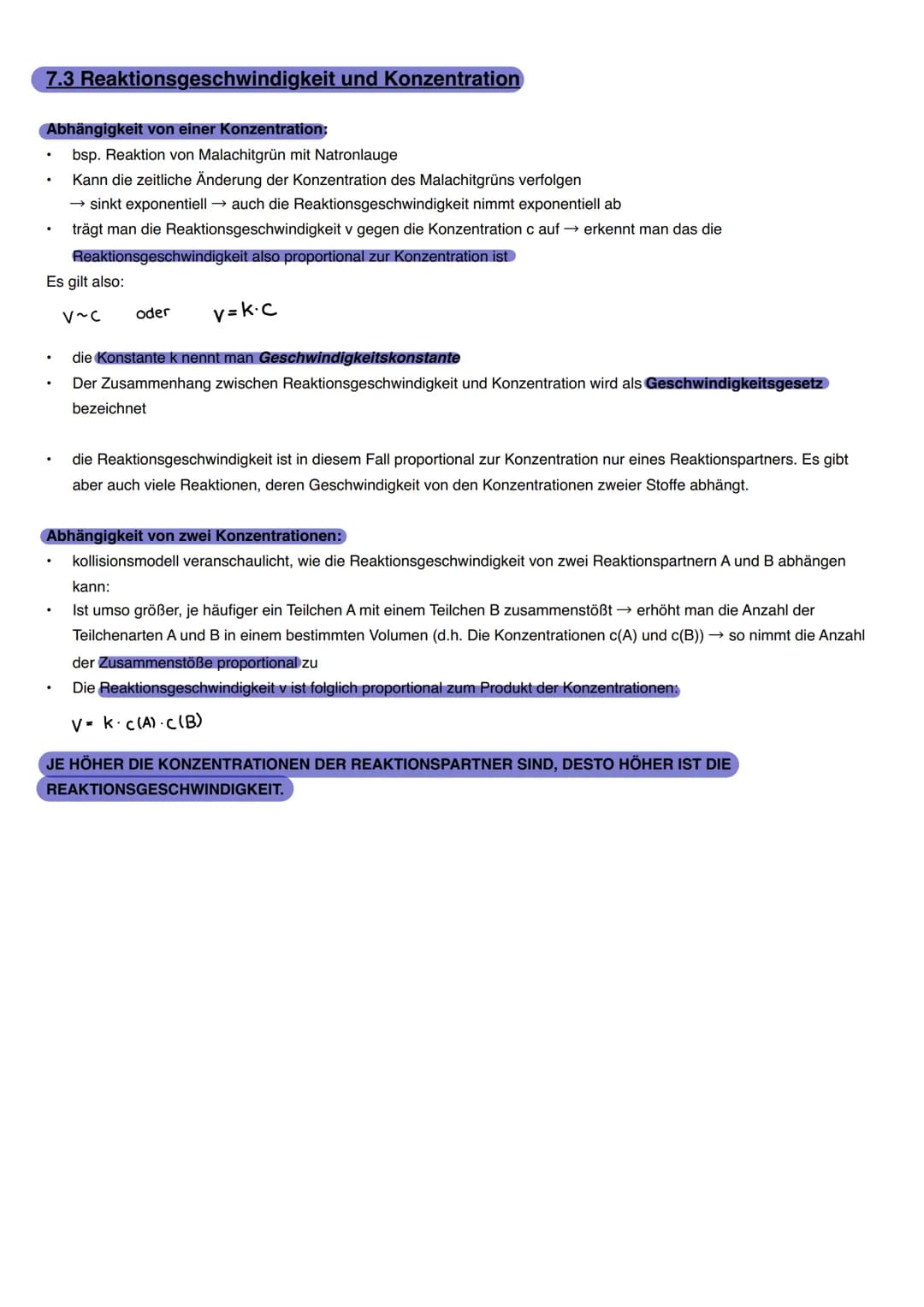 7.
7.1 Die Geschwindigkeit von Reaktionen
Die Kinetik ist ein Teilbereich der Chemie; sie beschäftigt sich mit dem zeitlichen Ablauf von Rea