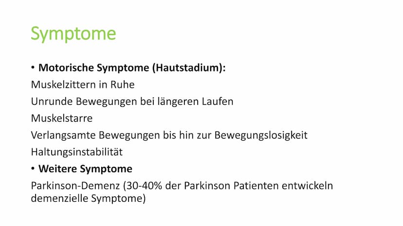 Parkinson
Biologie / Klasse / Name / Datum Gliederung
Allgemeines
●
• Symptome
Ursachen
Behandlung
● Allgemeines
• Wird auch Schüttelkrankhe