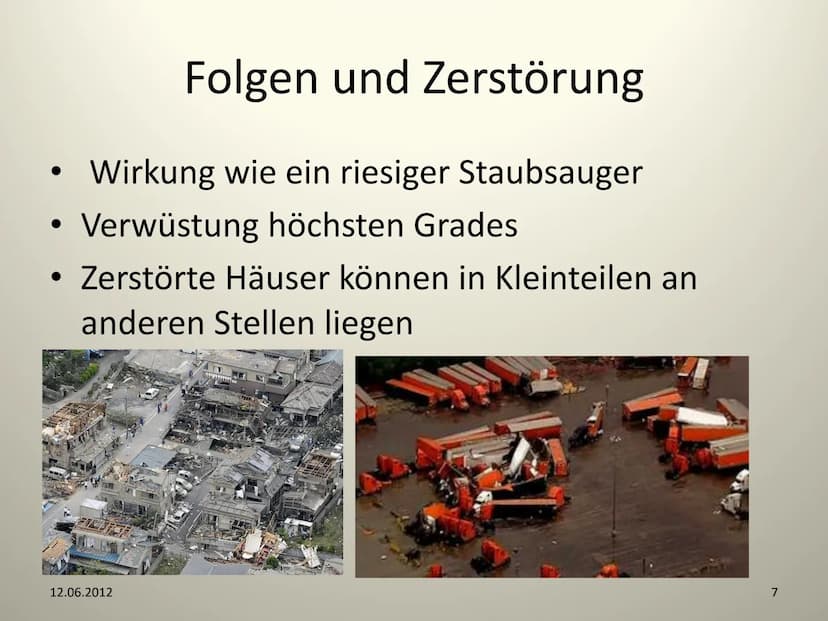 Tornados
12.06.2012
NWT- GFS
1 Gliederung
1) Was ist ein Tornado ?
- Unterschied Tornado - Hurrikane
2) Entstehung eines Tornados
- Kennwert