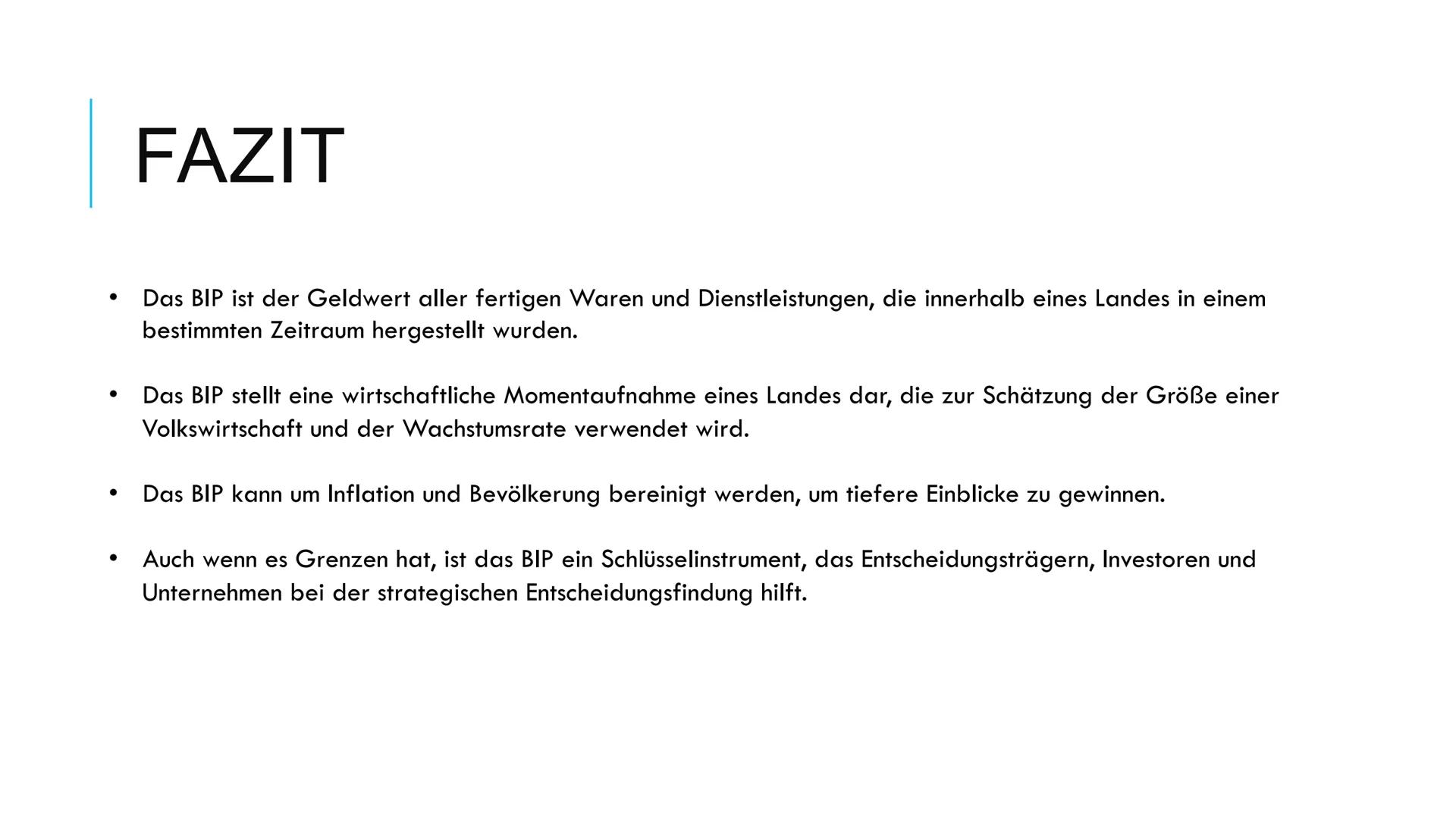 
<h2 id="wasistbip">Was ist BIP?</h2>
<p>Das Bruttoinlandsprodukt (BIP) ist der gesamte Geld- oder Marktwert aller fertigen Waren und Dienst