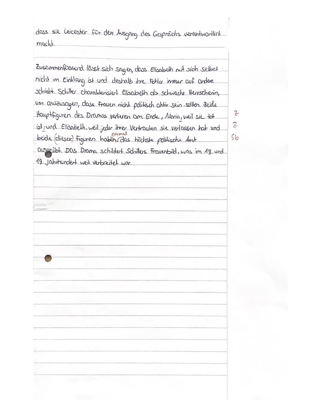 Deutsch 11 LK
Kursarbeit 11/1/ Bewertungsbogen
(Friedrich Schiller: Maria Stuart)
A) Inhaltliche Leistung
Anforderung
Formulierung einer sin