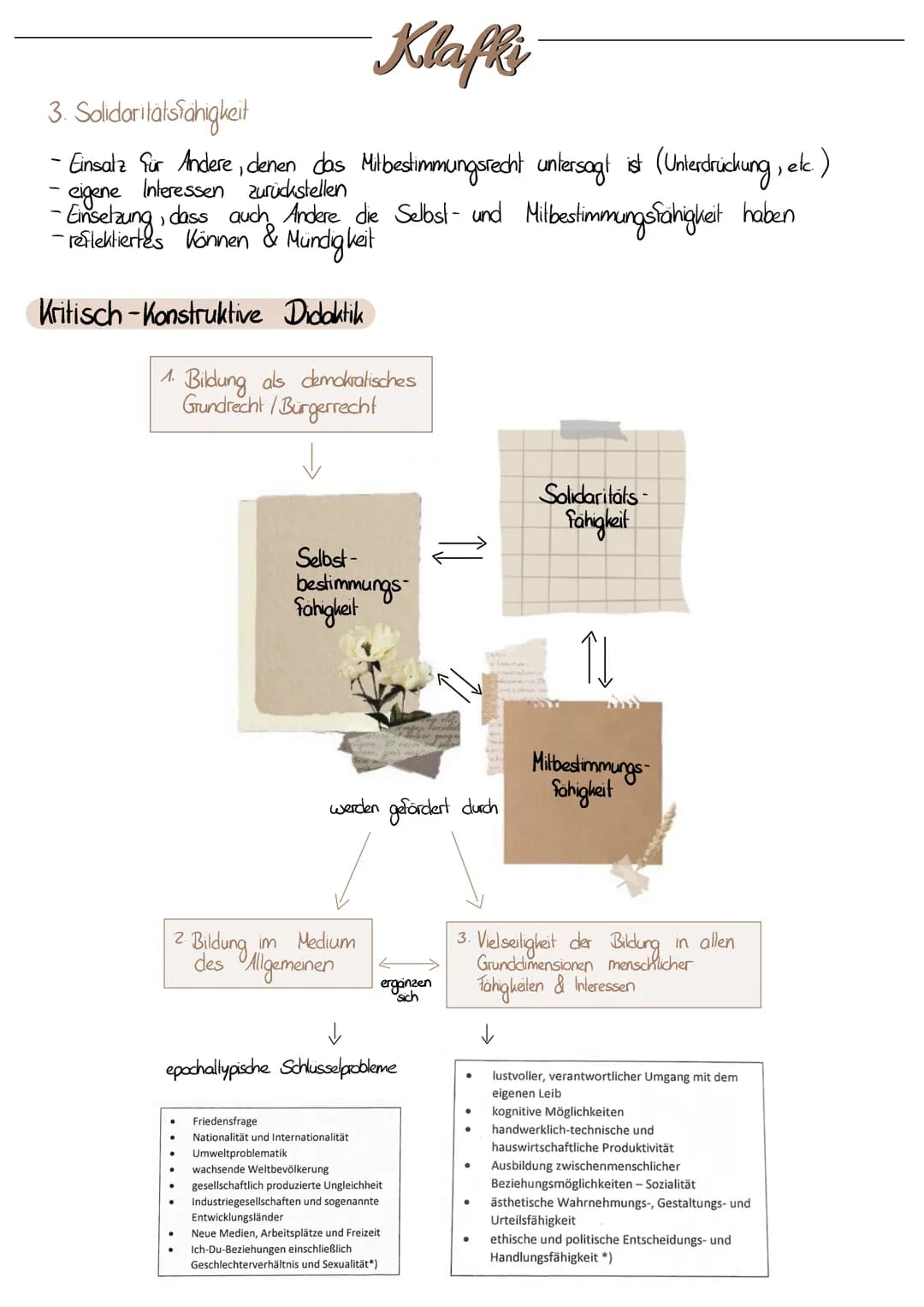 Grundannahmen:
- BILDUNG ALS SELBSTBILDUNG
- WISSEN ANWENDEN KÖNNEN
- KOMBINATION VON WISSEN & FÄHIGKEITEN
- MAN MUSS ZUERST BESTIMMTE KATEG