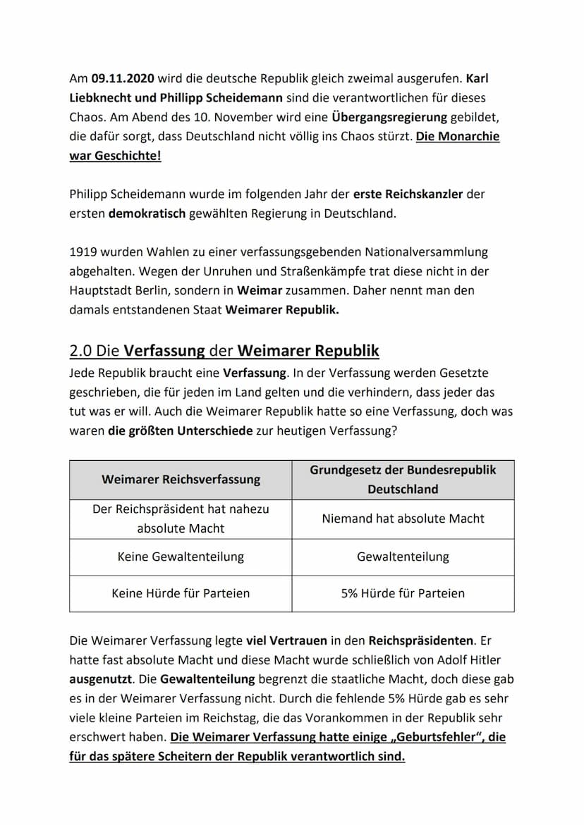1.0 Der Beginn der Weimarer Republik
Die Weimarer Republik war zwischen 1918-1933!!!
1.1 Ausgangslage:
Deutschland hatte den ersten Weltkrie