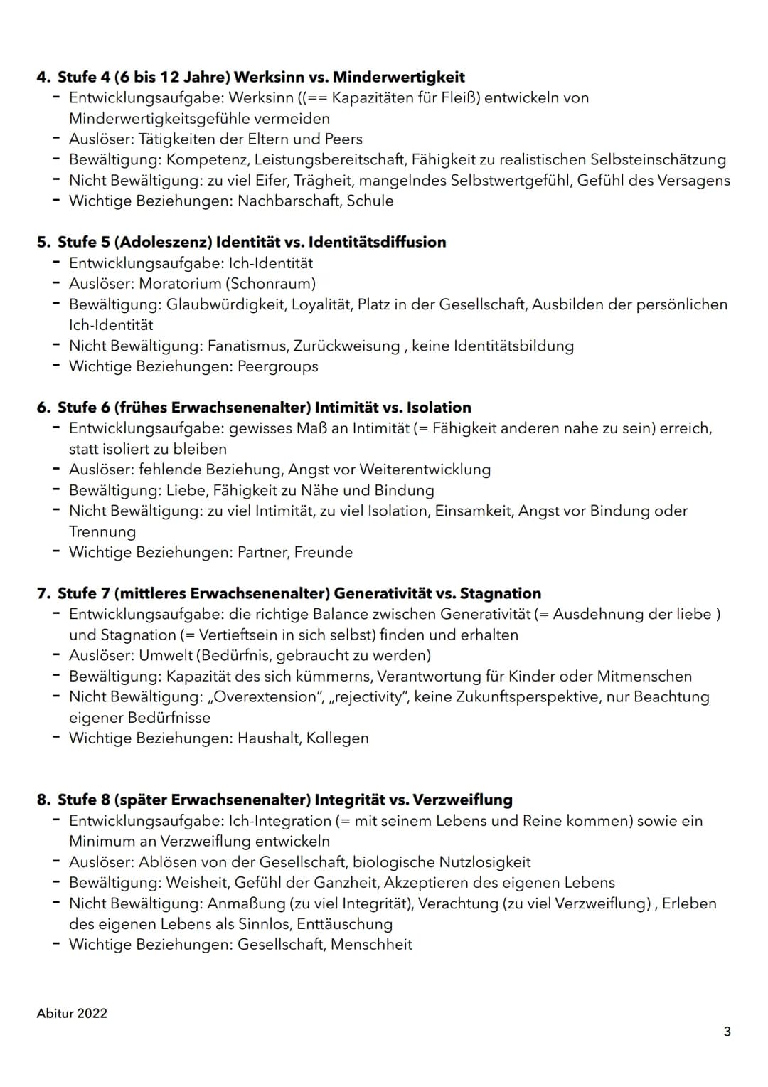 1. Entwicklung, Sozialisation und Erziehung in der Kindheit
A. Phychosoziale Entwicklung im Kindesalter nach Erikson
B. Kognitive Entwicklun