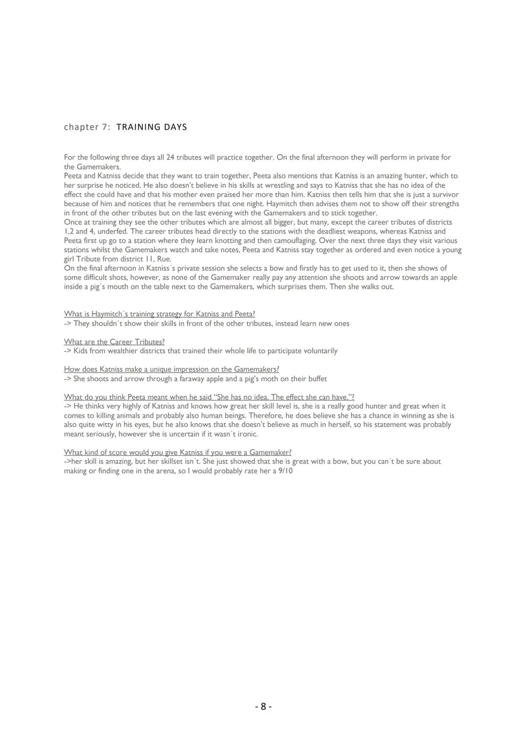 
<h2 id="chapter1reapingday">Chapter 1: Reaping Day</h2>
<p>The chapter begins with Katniss Everdeen waking up, leaving her sister Prim and 