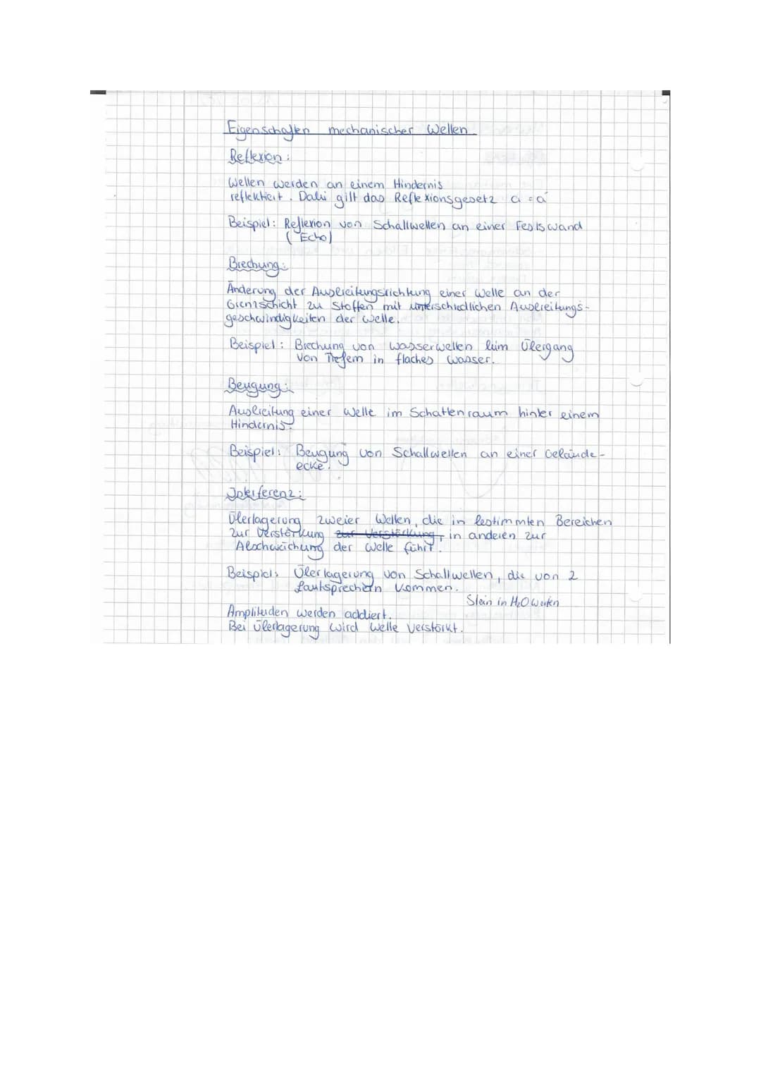 Mechanische Wellen.
Definition
Eine mechanische Welle ist die Ausereiteing einer
im Raum.
Schwingung
brraussetzung für die Entstehung
mechan
