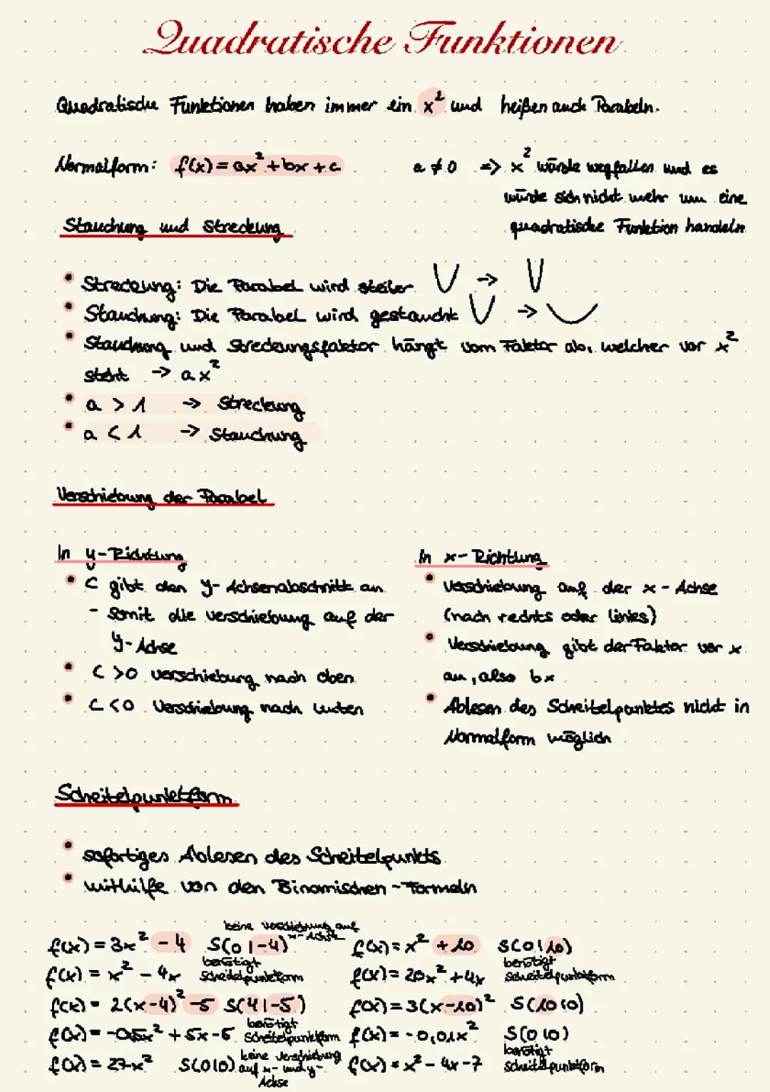 Quadratische Funktionen