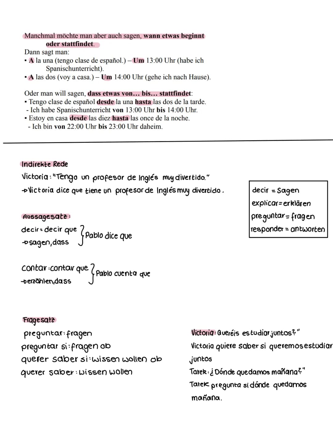 Reflexive Verben
immer mit :me, te, se, nos, os, se davor steht :yo,tó,él/ella, nosotros, vosotros, ellos
drückt aus: das eine Person eine H