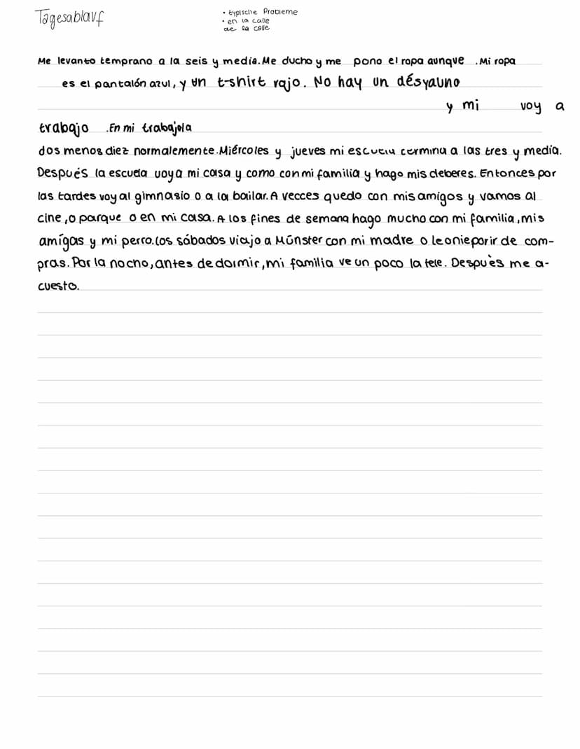 Reflexive Verben
immer mit :me, te, se, nos, os, se davor steht :yo,tó,él/ella, nosotros, vosotros, ellos
drückt aus: das eine Person eine H