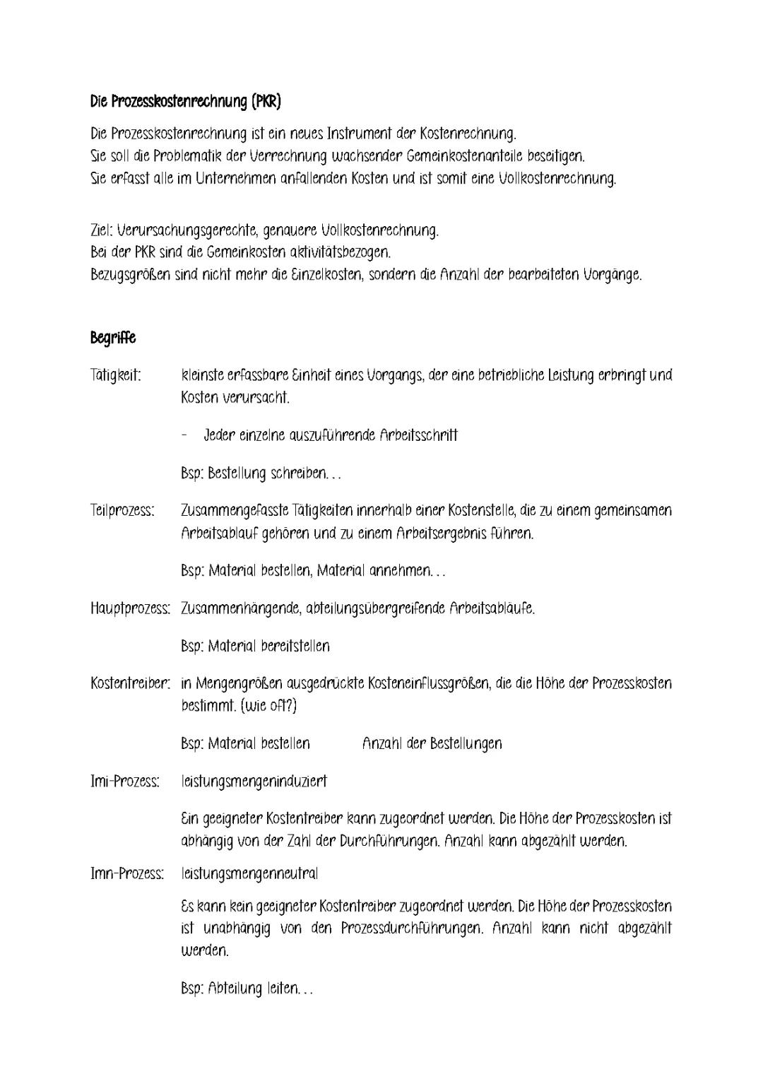 Die Prozesskostenrechnung