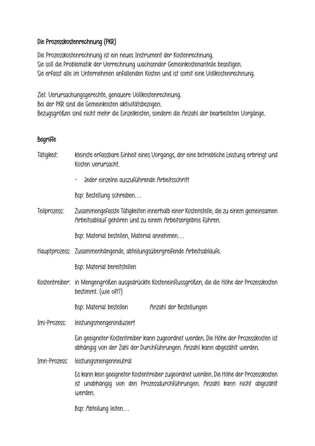 Die Prozesskostenrechnung
(PKR)
Die Prozesskostenrechnung ist ein neues Instrument der Kostenrechnung.
Sie soll die Problematik der Verrechn