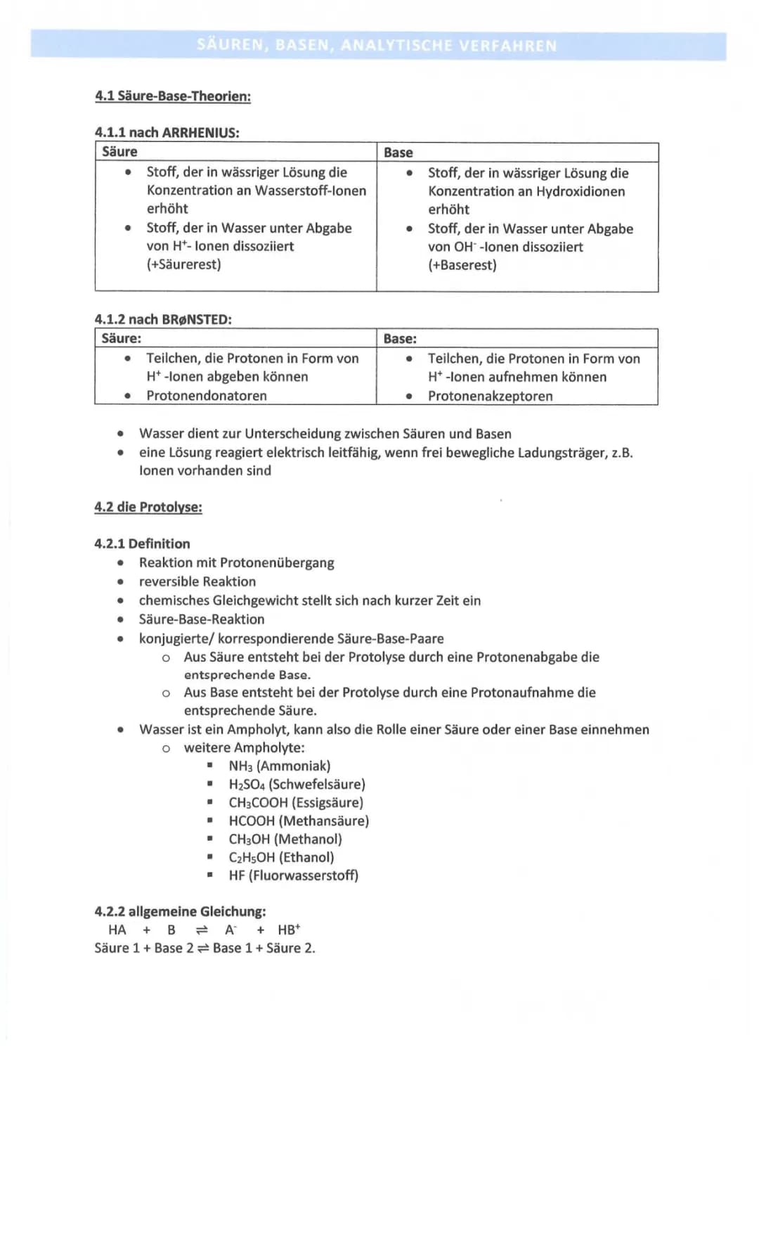Chemie LK Abitur 2022 - Säuren, Basen und analytische Verfahren