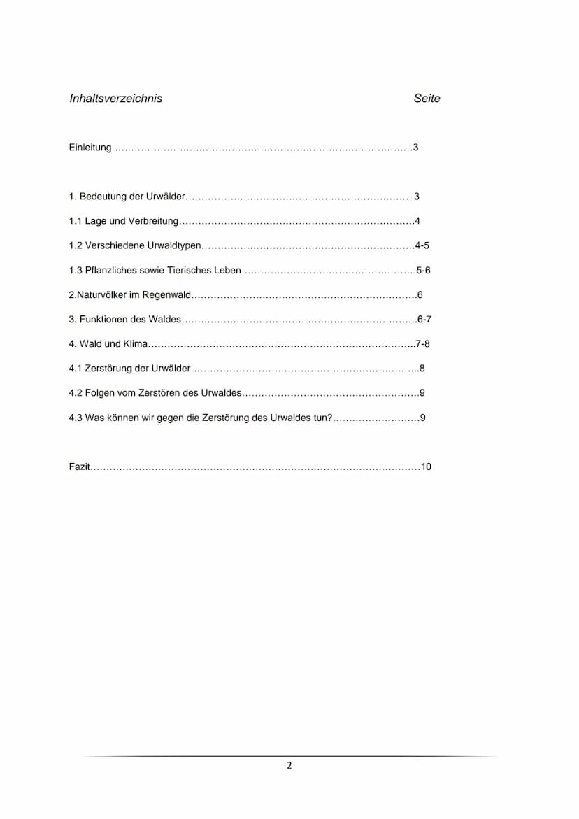 Hausarbeit im Schuljahr 2020/21
Inwiefern hat der Urwald auf das Klima der Erde einen Einfluss und welche Gefahren sind mit der
Zerstörung v