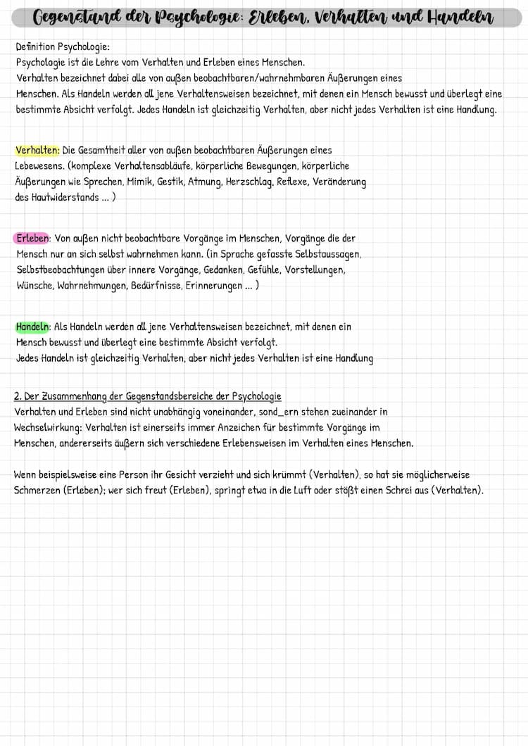 Know Gegenstand der Psychologie: Erleben, Verhalten und Handeln  thumbnail