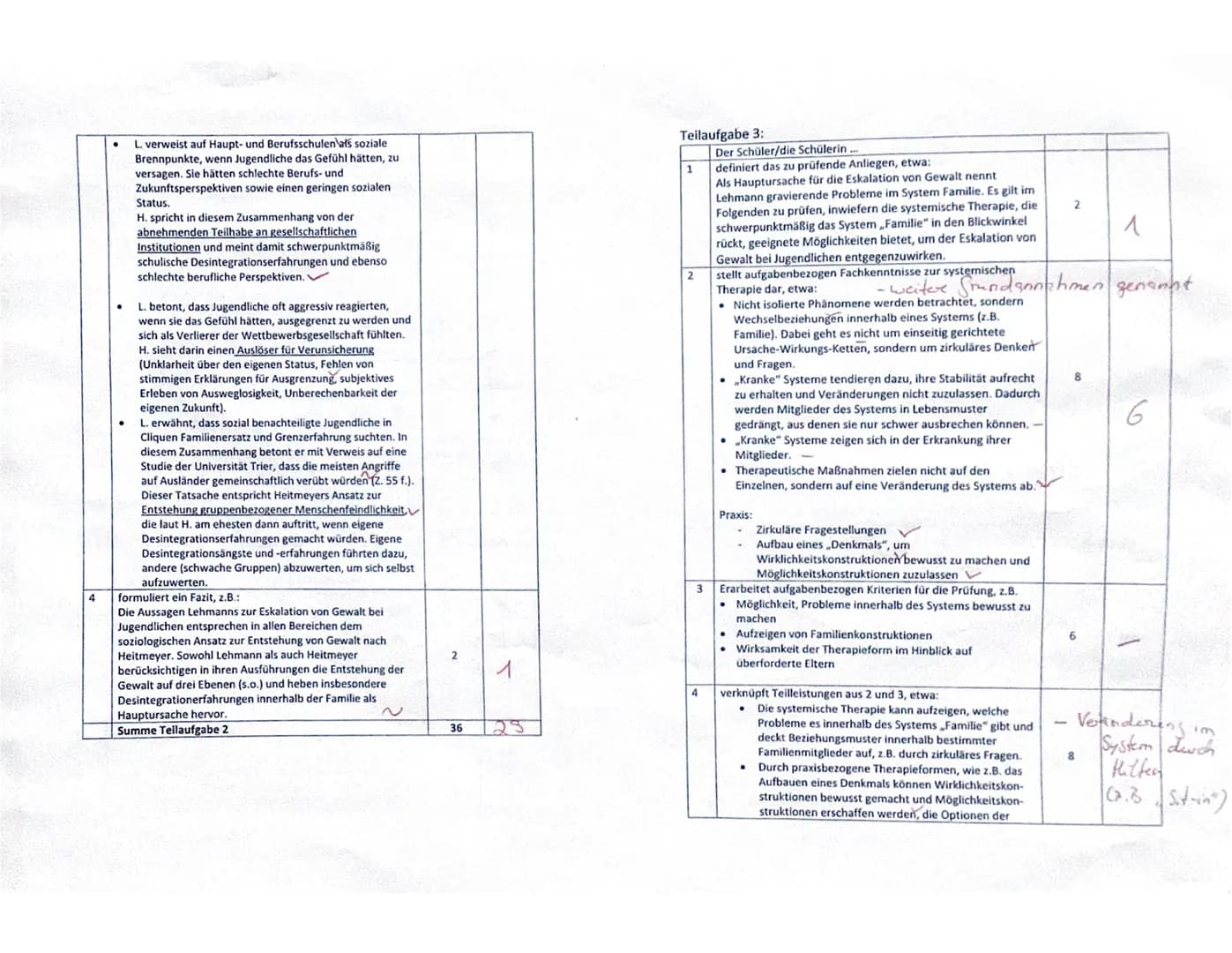 Erwartungshorizont zur Klausur Heitmeyer/systemische Therapie
Teilaufgabe 1:
2
Anforderungen
Der Schüler/die Schülerin...
1 formuliert einen