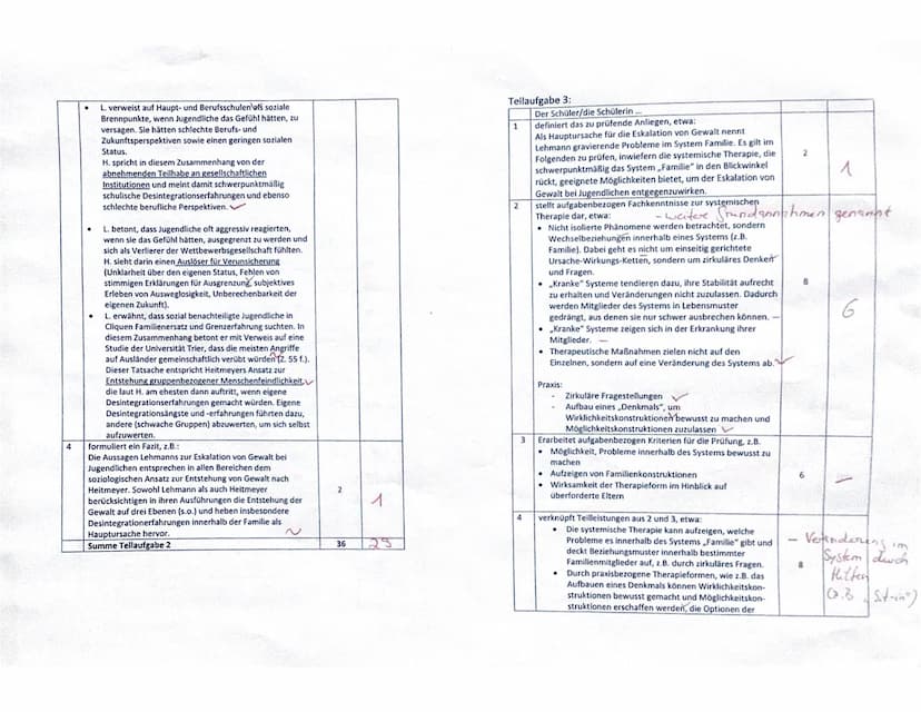 Erwartungshorizont zur Klausur Heitmeyer/systemische Therapie
Teilaufgabe 1:
2
Anforderungen
Der Schüler/die Schülerin...
1 formuliert einen