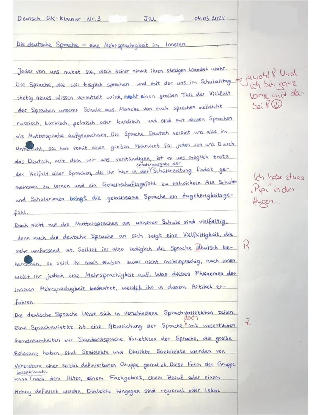 Deutsch GK QI
Name:
Inhaltliche Leistung
Aufgabe 1:
ΤΑ
1
2
3
4
Anforderungen
Die Schülerin/ der Schüler...
Klausur Nr. 3- Erwartungshorizont