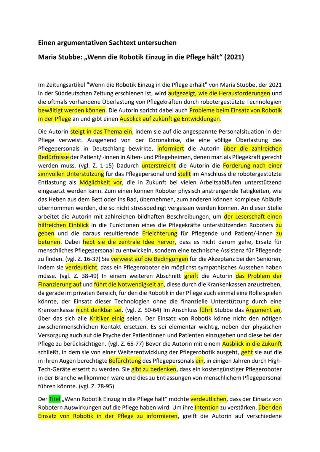Sachtextanalyse Beispiel
