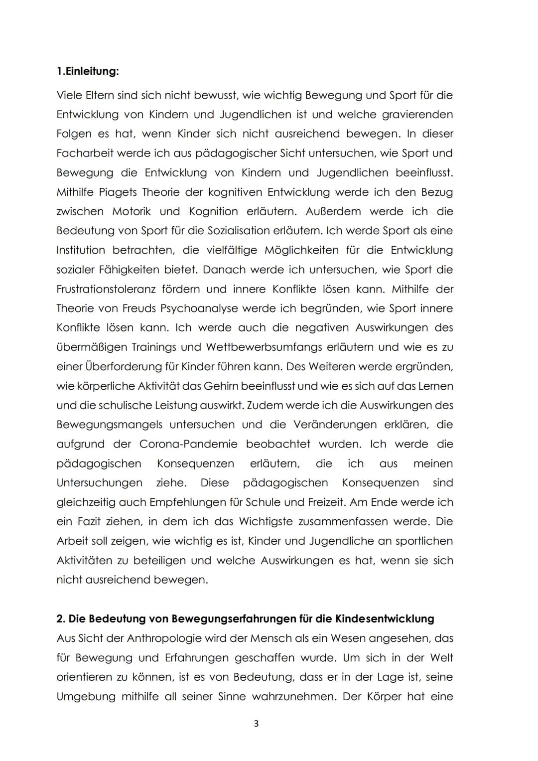 Thema:
Die Bedeutsamkeit und Wirksamkeit von Sport auf die Entwicklung von
Kindern und Jugendliche und pädagogische Handlungsoptionen in
Sch