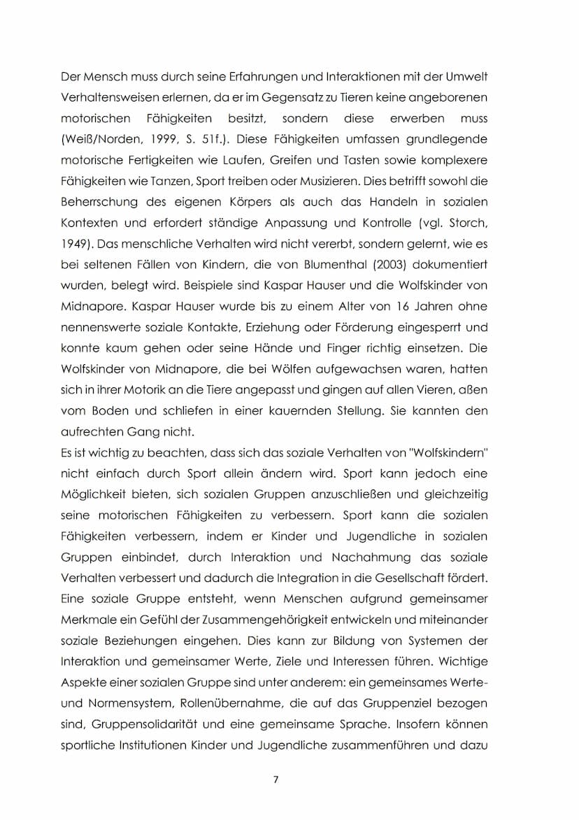 Thema:
Die Bedeutsamkeit und Wirksamkeit von Sport auf die Entwicklung von
Kindern und Jugendliche und pädagogische Handlungsoptionen in
Sch