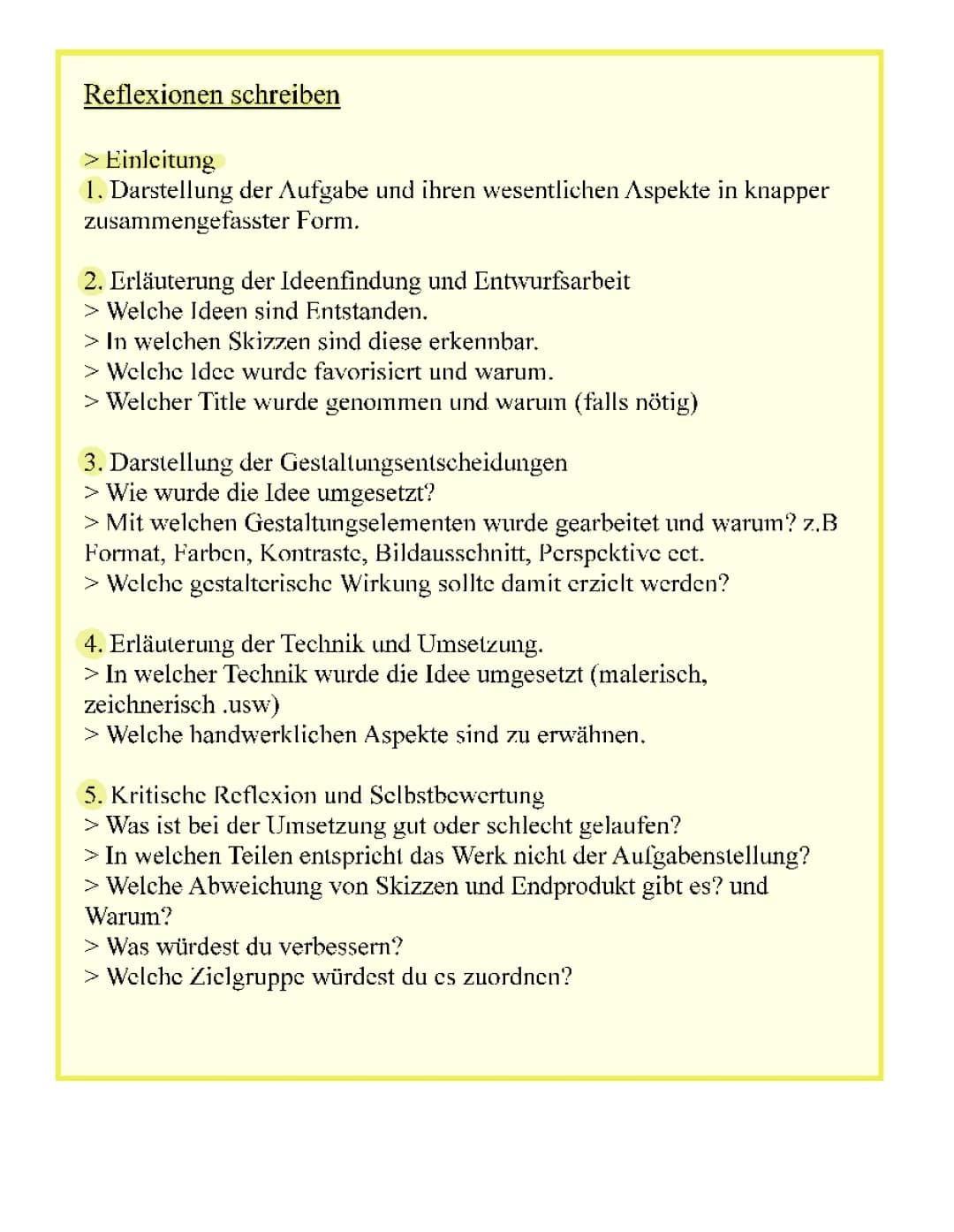 Reflexionen schreiben 