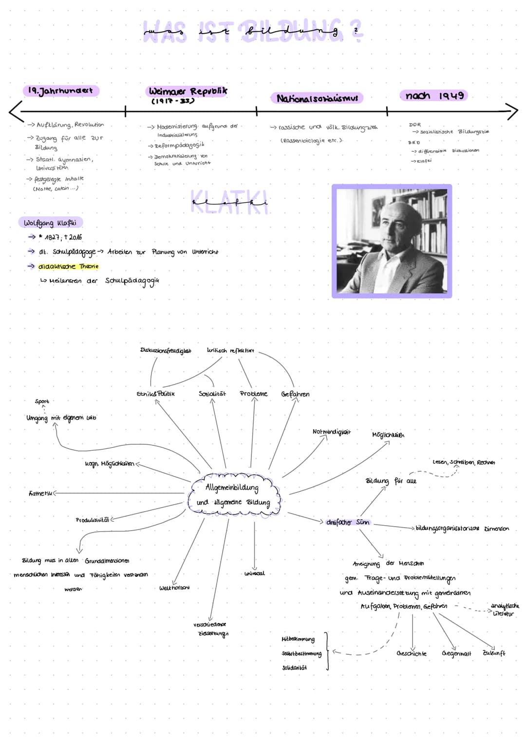 19. Jahrhundert
-> Aufklärung, Revolution
→ Zugang für alle zur
Bildung
-> Staatl. Gymnasien,
Universiteten
→ festgelegte Inhalte
(Mathe, La