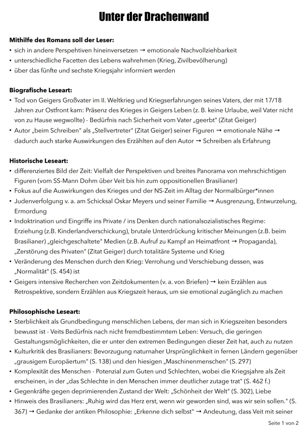 Mithilfe des Romans soll der Leser:
• sich in andere Perspehtiven hineinversetzen → emotionale Nachvollziehbarkeit
• unterschiedliche Facett